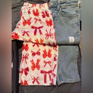 Pair of little girls, jeans and pair of pajama bottoms brand new with tags